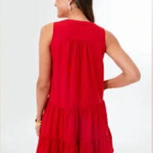 Tuckernuck Pomander Place Red Crepe Sleeveless  Poplin Kenzo Dress